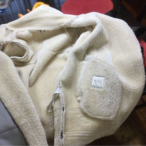 ZARA Blue faux sheepskin jacket - Picture 11 of 15